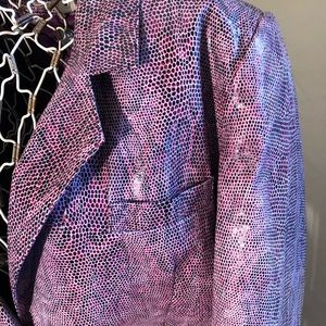 Leather Ladies Blazer Purple Animal Print size 10
